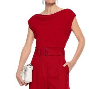 **NWOT** Theory Draped Cady Boatneck Top in Red